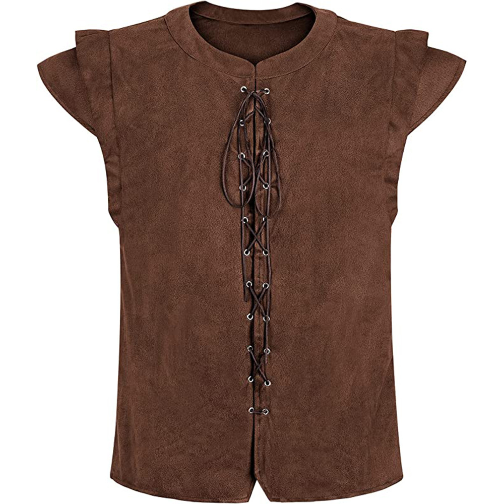 Ethnic Wear - Viking Pirate Play Suede T-Shirt Halloween
