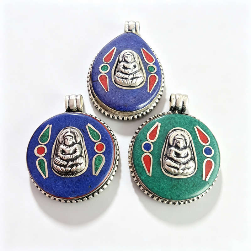 Ethnic Fashion Com - Tibetan Buddha Amulet Pendants Copper Inlaid