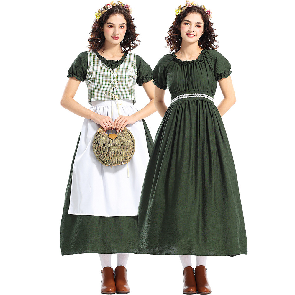 Halloween Pioneer Costume Gree - Ethnic Wear 评论和价格