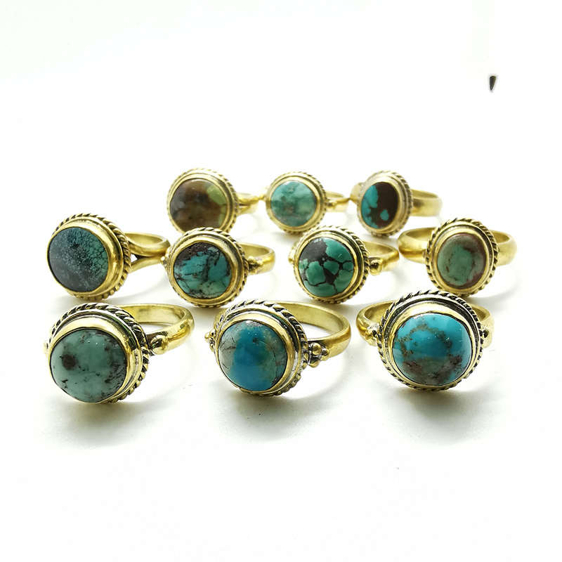 Natural Stone Rings Brass Inla - Ethnic Fashion Com 评论和价格