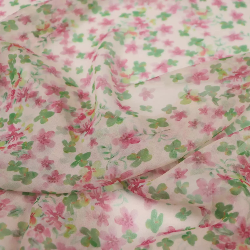Small Pink Flower Design Digit - Saree Georgette Women 评论和价格