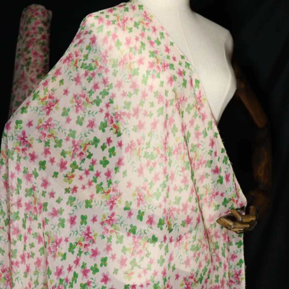 Small Pink Flower Design Digit - Saree Georgette Women 评论和价格