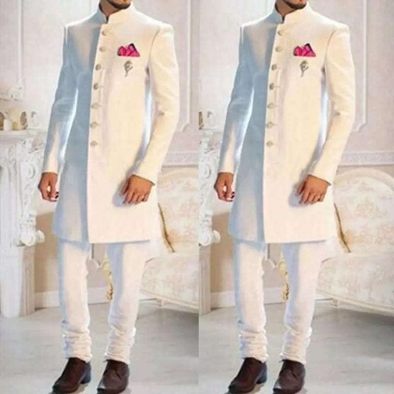 Fashion Design White Stand Col - Ethnic Wear Men'S Fashion 评论和价格